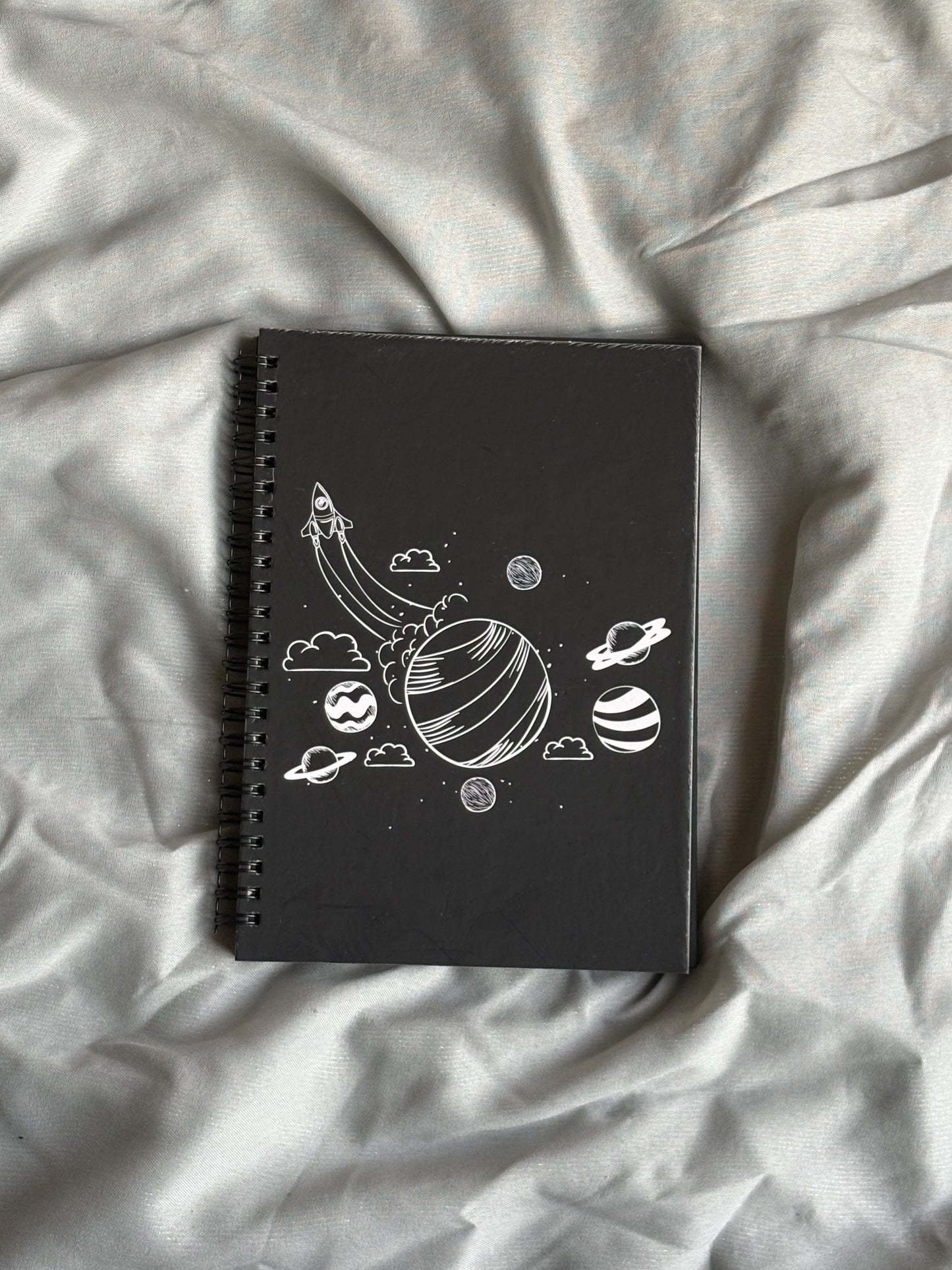 Space Mission -  Black Paper Notebook - A5 Size