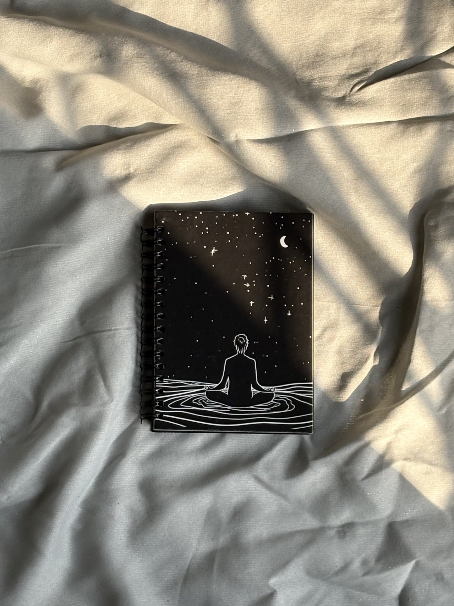 Midnight Stretch -  Black Paper Notebook - A6 Size
