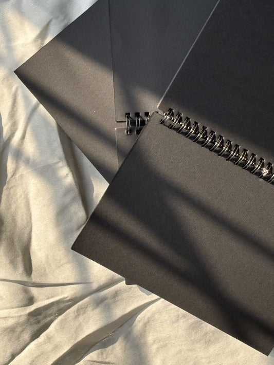 Lost in the Sky -  Black Paper Notebook - A5 Size