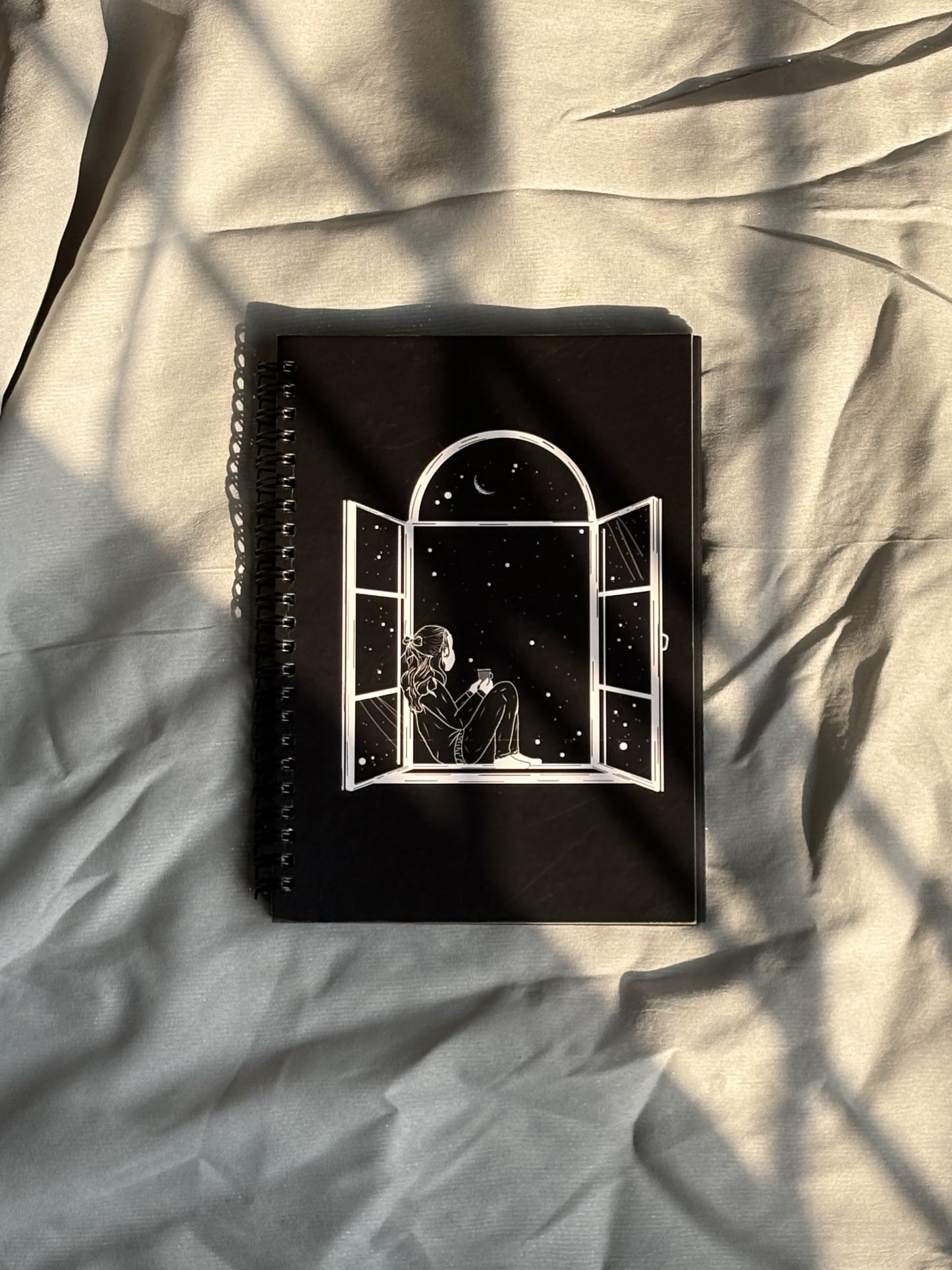 Lost in the Sky -  Black Paper Notebook - A5 Size